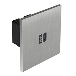 Prise USB Type C 3A 30W acier brossé Art d'Arnould univers Epure AR67423