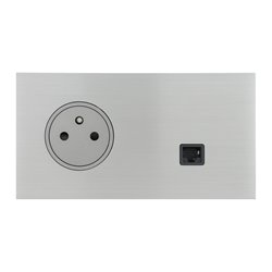 Prise de courant 2P+T et prise RJ45 acier brossé Art d'Arnould univers Epure 67438