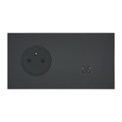 Prise de courant 2P+T et prise RJ45 noir mat Art d'Arnould univers Epure 67838