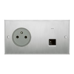 Prise de courant 2P+T et prise RJ45 acier brossé Art d'Arnould univers Epure 67138