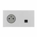 Prise de courant 2P+T et prise RJ45 acier satin Art d'Arnould univers Epure 67538