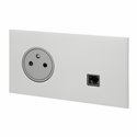 Prise de courant 2P+T et prise RJ45 acier satin Art d'Arnould univers Epure 67538