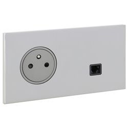Prise de courant 2P+T et prise RJ45 acier miroir Art d'Arnould univers Epure 67638
