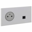 Prise de courant 2P+T et prise RJ45 acier miroir Art d'Arnould univers Epure 67638