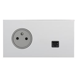Prise de courant 2P+T et prise RJ45 acier miroir Art d'Arnould univers Epure 67638