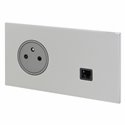 Prise de courant 2P+T et prise RJ45 acier miroir Art d'Arnould univers Epure 67638