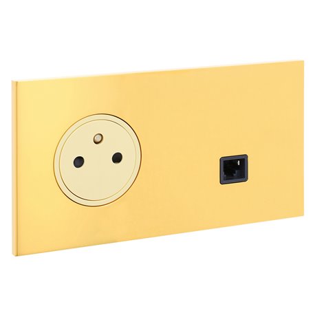 Prise de courant 2P+T et prise RJ45 or miroir Art d'Arnould univers Epure 67738