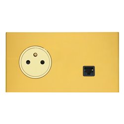 Prise de courant 2P+T et prise RJ45 or miroir Art d'Arnould univers Epure 67738