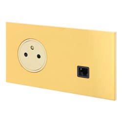 Prise de courant 2P+T et prise RJ45 or miroir Art d'Arnould univers Epure 67738