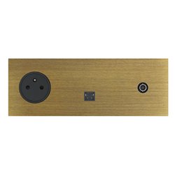 Prise de courant 2P+T, RJ45 et TV 16A bronze Art d'Arnould univers Epure 67337