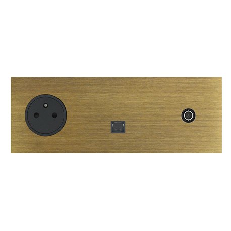 Prise de courant 2P+T, RJ45 et TV 16A bronze Art d'Arnould univers Epure 67337