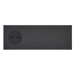 Prise de courant 2P+T, RJ45 et TV 16A noir mat Art d'Arnould univers Epure 67837
