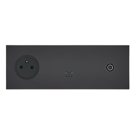Prise de courant 2P+T, RJ45 et TV 16A noir mat Art d'Arnould univers Epure 67837