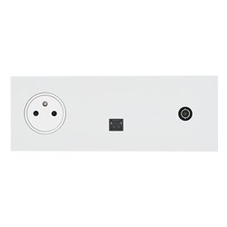 Prise de courant 2P+T, RJ45 et TV 16A blanc satin Art d'Arnould univers Epure 67937