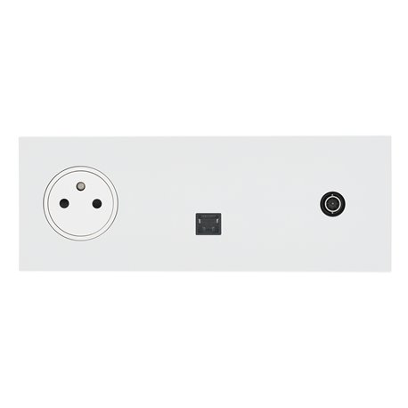 Prise de courant 2P+T, RJ45 et TV 16A blanc satin Art d'Arnould univers Epure 67937