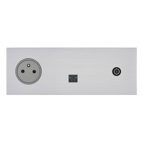 Prise de courant 2P+T, RJ45 et TV 16A acier brossé Art d'Arnould univers Epure 67437 Prise de courant 2P+T, RJ45 et TV 16A acier brossé Art d'Arnould univers Epure 67437