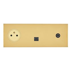 Prise de courant 2P+T, RJ45 et TV 16A or miroir Art d'Arnould univers Epure 67737