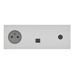 Prise de courant 2P+T, RJ45 et TV 16A acier satin Art d'Arnould univers Epure 67537