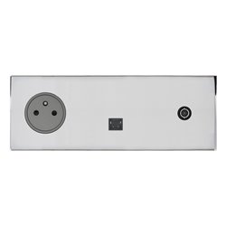 Prise de courant 2P+T, RJ45 et TV 16A acier miroir Art d'Arnould univers Epure 67637