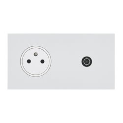 Prise de courant 2P+T et TV 16A blanc satin Art d'Arnould univers Epure 67939