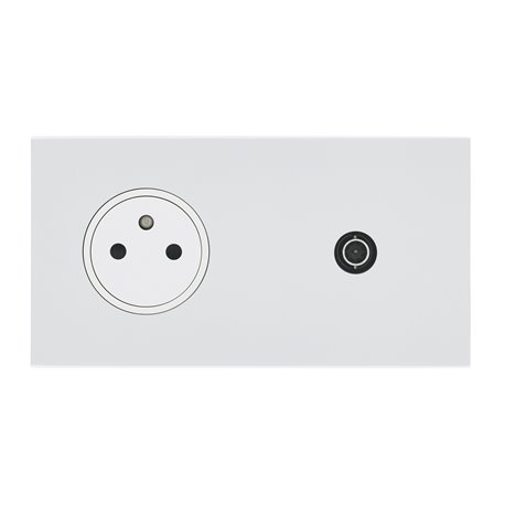 Prise de courant 2P+T et TV 16A blanc satin Art d'Arnould univers Epure 67939