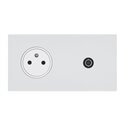Prise de courant 2P+T et TV 16A blanc satin Art d'Arnould univers Epure 67939