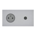 Prise de courant 2P+T et TV 16A acier brossé Art d'Arnould univers Epure 67439