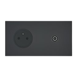 Prise de courant 2P+T et TV 16A noir mat Art d'Arnould univers Epure 67839