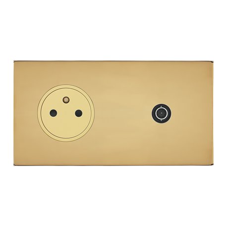 Prise de courant 2P+T et TV 16A or miroir Art d'Arnould univers Epure 67739
