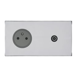 Prise de courant 2P+T et TV 16A acier miroir Art d'Arnould univers Epure 67639