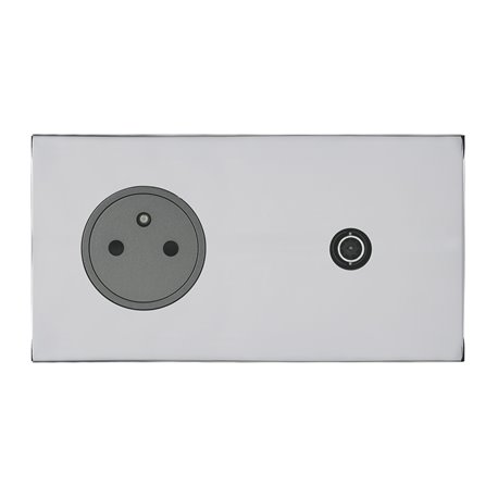 Prise de courant 2P+T et TV 16A acier miroir Art d'Arnould univers Epure 67639 Prise de courant 2P+T et TV 16A acier miroir Art d'Arnould univers Epure 67639