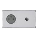 Prise de courant 2P+T et TV 16A acier miroir Art d'Arnould univers Epure 67639