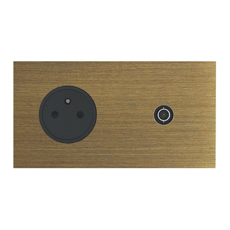 Prise de courant 2P+T et TV 16A bronze Art d'Arnould univers Epure 67339