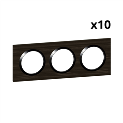 Lot de 10 plaques carrées Dooxie 3 postes finition effet bois ébène 600883