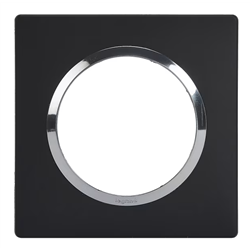 Plaque carrée Dooxie 1 poste finition noir bague chrome 600895