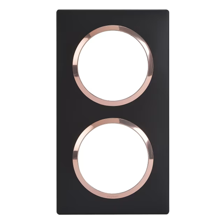 Plaque carrée Dooxie 2 postes finition noir bague cuivre 600996