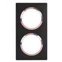 Plaque carrée Dooxie 2 postes finition noir bague cuivre 600996