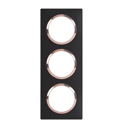Plaque carrée Dooxie 3 postes finition noir bague cuivre 600997