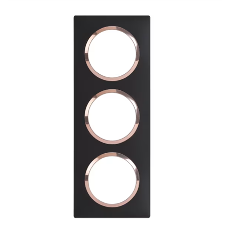 Plaque carrée Dooxie 3 postes finition noir bague cuivre 600997