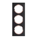 Plaque carrée Dooxie 3 postes finition noir bague cuivre 600997