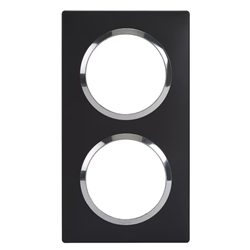 Plaque carrée Dooxie 2 postes finition noir bague chrome 600896
