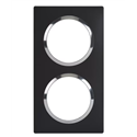 Plaque carrée Dooxie 2 postes finition noir bague chrome 600896