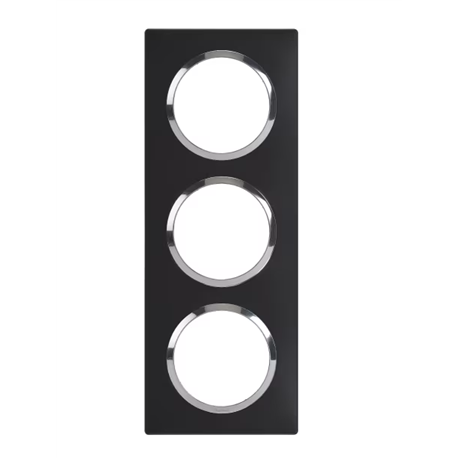 Plaque carrée Dooxie 3 postes finition noir bague chrome 600897