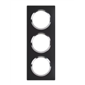 Plaque carrée Dooxie 3 postes finition noir bague chrome 600897