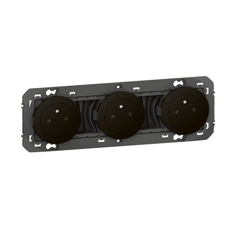Triple prise de courant 2P+T Surface Dooxie 16A précâblées noir mat 600533 Triple prise de courant 2P+T Surface Dooxie 16A précâblées noir mat 600533