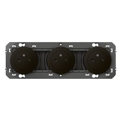Triple prise de courant 2P+T Surface Dooxie 16A précâblées noir mat 600533