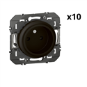 Lot de 10 prises de courant 2P à puits Dooxie 16A noir mat 600534