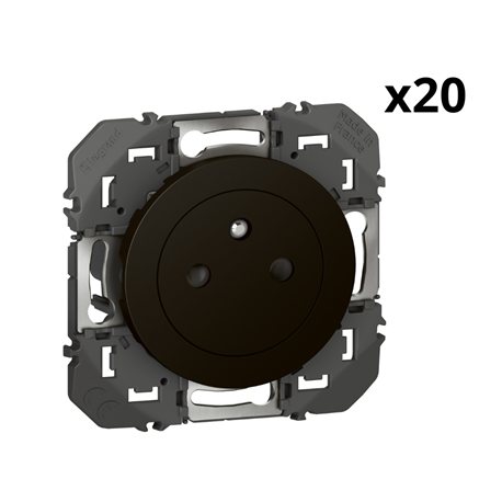 Lot de 20 prises de courant 2P+T Surface Dooxie 16A noir 095275 Lot de 20 prises de courant 2P+T Surface Dooxie 16A noir 095275