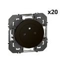 Lot de 20 prises de courant 2P+T Surface Dooxie 16A noir 095275