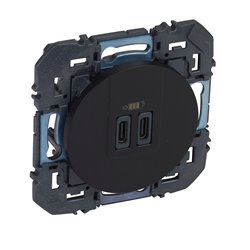 Double chargeur USB Type-C Dooxie 3A 15W noir mat 600545